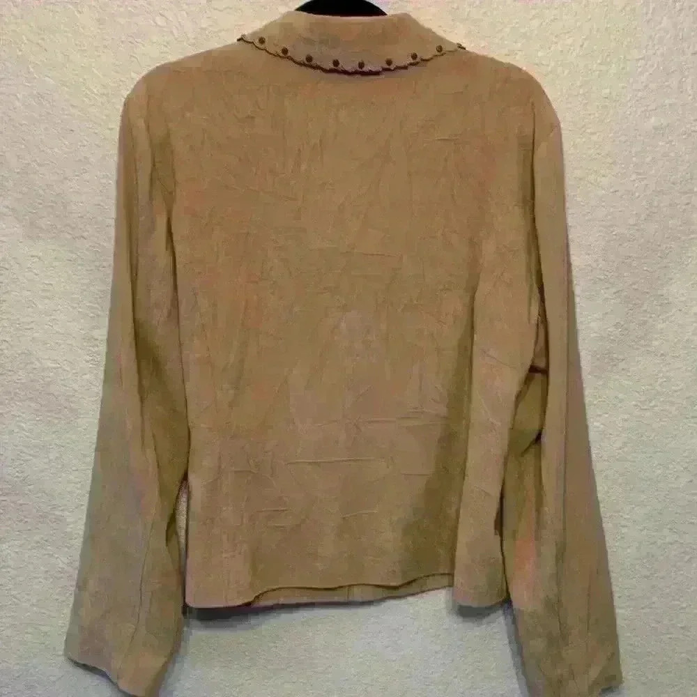 Requirements tan faux suede jacket sz XL lightweight fall winter grandmacore - Picture 6 of 7